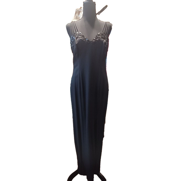 Jump Dresses & Skirts - VTG JUMP Women's 9/10 Black Formal Dress With Beading in front, Strappy